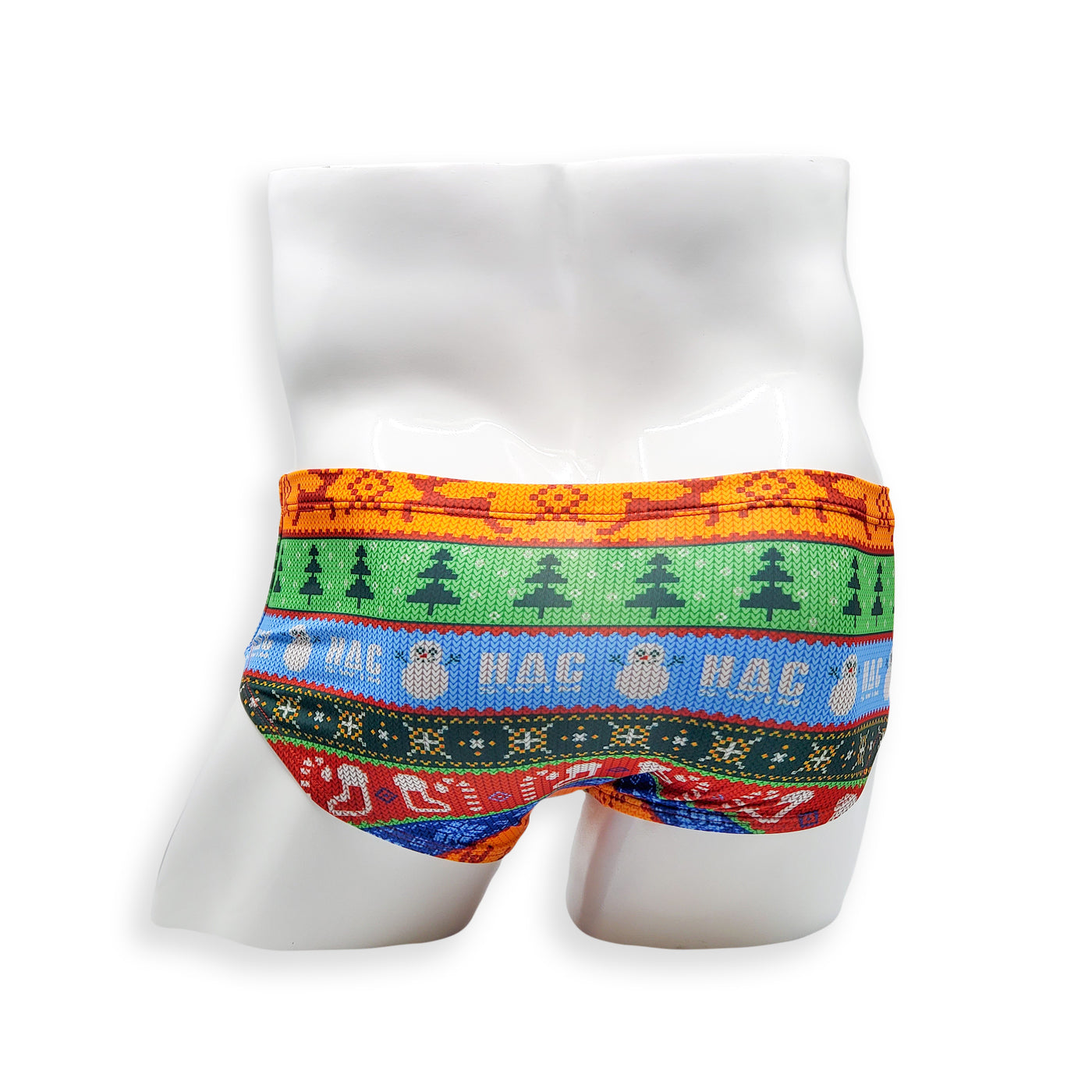 Mens Swimsuit Vintage Cut Swim Brief in Ugly Christmas Sweater print for Swimming Aesthetic Bodybuilding Posing or Mens Pole Dance