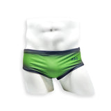 Mens Swimsuit Vintage Cut Swim Brief in Green Ballistic Print for Swimming Aesthetic Bodybuilding Posing or Mens Pole Dance