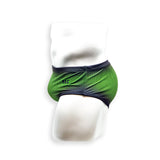 Mens Swimsuit Vintage Cut Swim Brief in Green Ballistic Print for Swimming Aesthetic Bodybuilding Posing or Mens Pole Dance