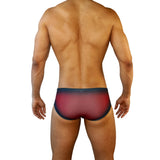 Mens Swimsuit Vintage Cut Swim Brief in Red Ballistic Print for Swimming Aesthetic Bodybuilding Posing or Mens Pole Dance