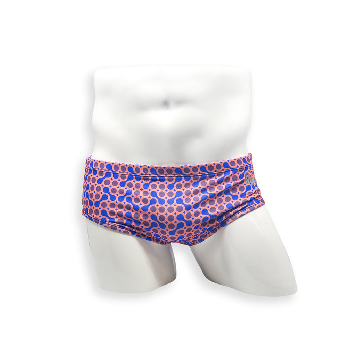Mens Swimsuit Vintage Cut Swim Brief in Orange Sunmor Print for Swimming Aesthetic Bodybuilding Posing or Mens Pole Dance