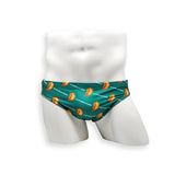 Mens Swimsuit 2 Inch Side Swim Brief in Weiner Dog Print for Swimming Aesthetic Bodybuilding Posing or Mens Pole Dance