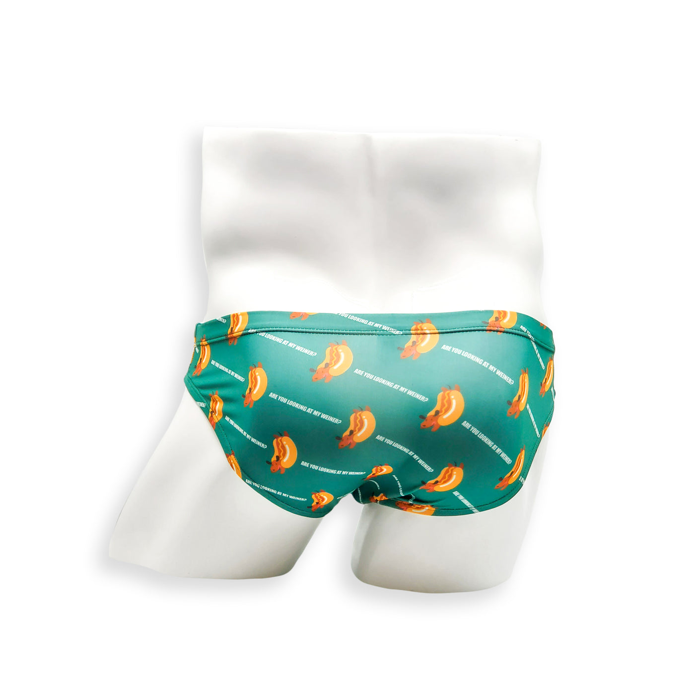 Mens Swimsuit 2 Inch Side Swim Brief in Weiner Dog Print for Swimming Aesthetic Bodybuilding Posing or Mens Pole Dance