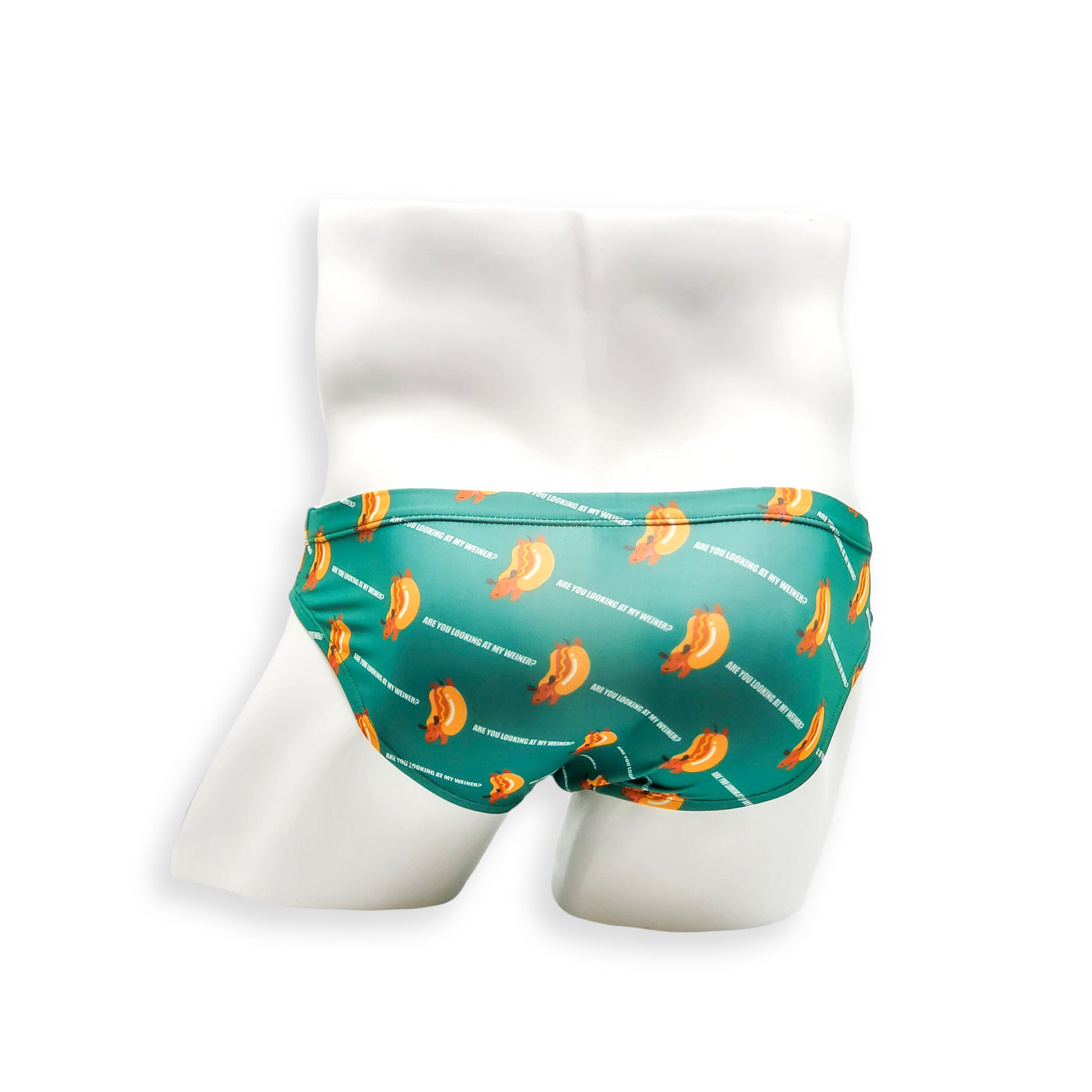 Mens Swimsuit 2 Inch Side Swim Brief in Weiner Dog Print for Swimming Aesthetic Bodybuilding Posing or Mens Pole Dance
