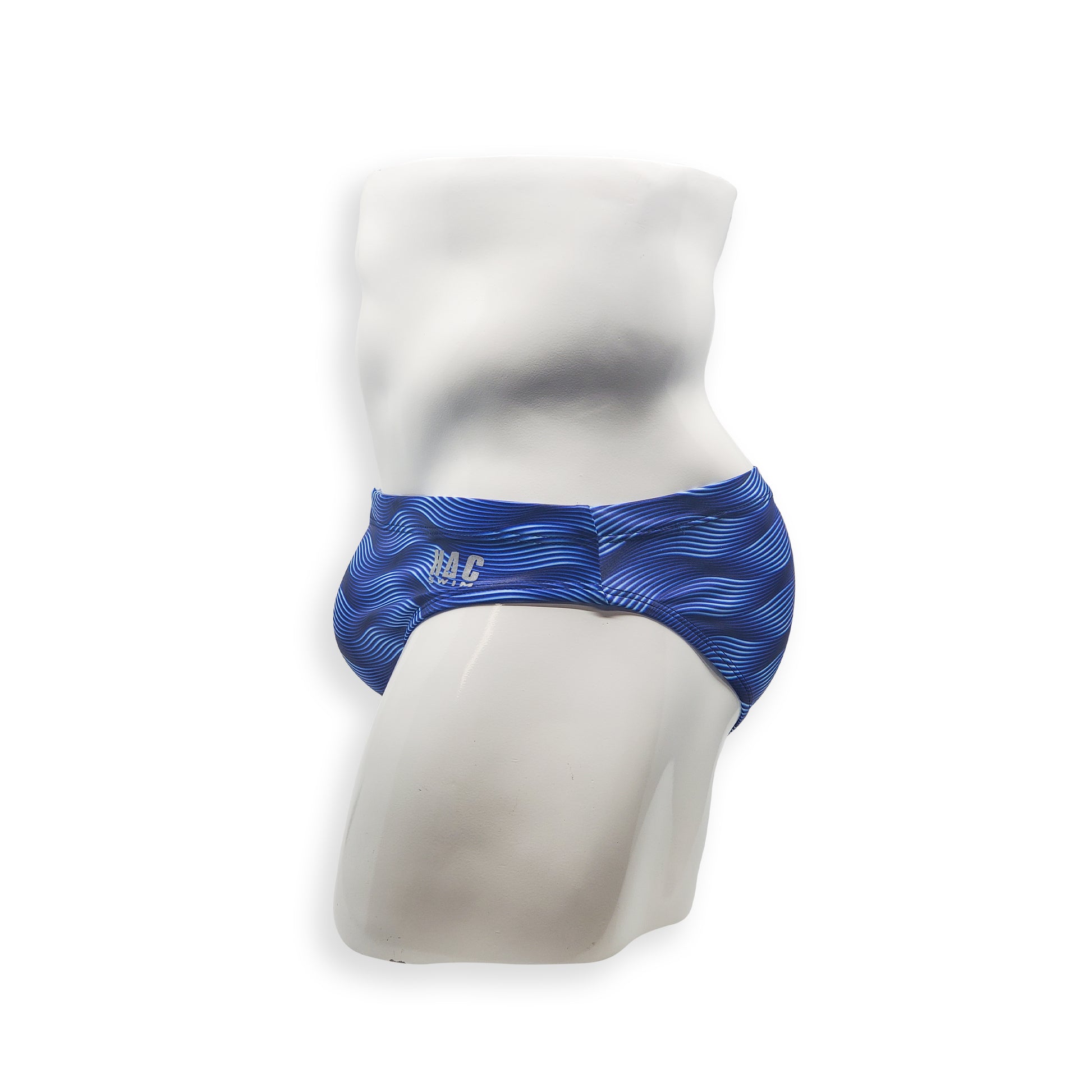 2 Inch Flat Front Swim Brief - Blue Wobbly Wave