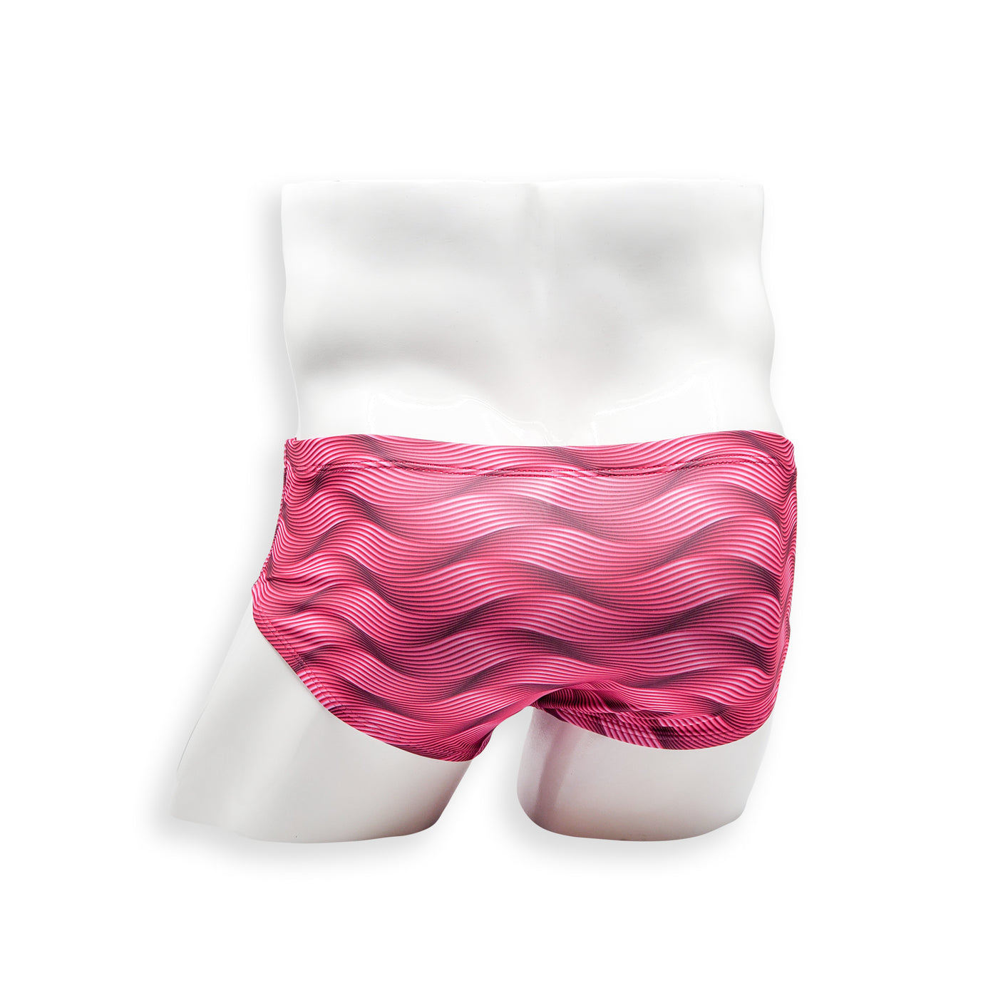 Mens Swimsuit Vintage Cut Swim Brief in Pink Wobbly Wave Print for Swimming Aesthetic Bodybuilding Posing or Mens Pole Dance
